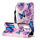 For Huawei P Smart 2020 Oil Embossed Coloured Drawing Pattern Horizontal Flip PU Leather Case with Holder & Card Slots & Wallet(Purple Flower Butterfly) - 1