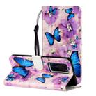 For Huawei P40 Pro Oil Embossed Coloured Drawing Pattern Horizontal Flip PU Leather Case with Holder & Card Slots & Wallet(Purple Flower Butterfly) - 1