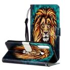 For Huawei Y6p Oil Embossed Coloured Drawing Pattern Horizontal Flip PU Leather Case with Holder & Card Slots & Wallet(Lion) - 1