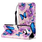 For LG Stylo 6 Oil Embossed Coloured Drawing Pattern Horizontal Flip PU Leather Case with Holder & Card Slots & Wallet(Purple Flower Butterfly) - 1