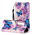 For Xiaomi Mi Note 10 Lite Oil Embossed Coloured Drawing Pattern Horizontal Flip PU Leather Case with Holder & Card Slots & Wallet(Purple Flower Butterfly) - 1