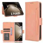 For Samsung Galaxy Z Fold5 Skin Feel Calf Texture Card Slots Leather Phone Case with Pen Slot(Pink) - 1