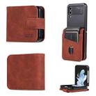 For Samsung Galaxy Z Flip4 5G AZNS Skin Feel Calf Texture Flip Leather Phone Case(Brown) - 1