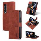 For Samsung Galaxy Z Fold4 5G AZNS Skin Feel Calf Texture Flip Leather Phone Case(Brown) - 1