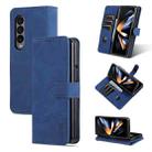For Samsung Galaxy Z Fold4 5G AZNS Skin Feel Calf Texture Flip Leather Phone Case(Blue) - 1