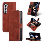 For Samsung Galaxy Z Fold6 5G AZNS Skin Feel Calf Texture Flip Leather Phone Case(Brown) - 1