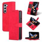 For Samsung Galaxy Z Fold6 5G AZNS Skin Feel Calf Texture Flip Leather Phone Case(Red) - 1