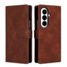 For Samsung Galaxy Z Fold7 5G AZNS Skin Feel Calf Texture Flip Leather Phone Case(Brown) - 1