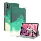 For Lenovo Legion Y700 2023 Watercolor Pattern Flip Leather Tablet Case(Cyan Green) - 1