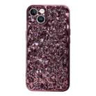 For iPhone 14 Electroplated 3D Stone Texture TPU Phone Case(Rose Gold) - 1