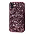 For iPhone 12 Electroplated 3D Stone Texture TPU Phone Case(Rose Gold) - 1