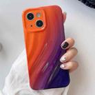 For iPhone 14 Plus Wave Texture Gradient Color TPU Phone Case(Orange-Black) - 1