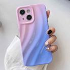 For iPhone 14 Plus Wave Texture Gradient Color TPU Phone Case(Pink-Blue) - 1