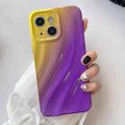 For iPhone 14 Plus Wave Texture Gradient Color TPU Phone Case(Yellow-Purple) - 1