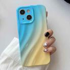 For iPhone 14 Plus Wave Texture Gradient Color TPU Phone Case(Blue-Yellow) - 1