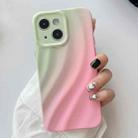 For iPhone 14 Plus Wave Texture Gradient Color TPU Phone Case(Green-Pink) - 1