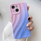 For iPhone 14 Wave Texture Gradient Color TPU Phone Case(Pink-Blue) - 1