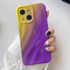 For iPhone 14 Wave Texture Gradient Color TPU Phone Case(Yellow-Purple) - 1