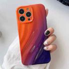 For iPhone 14 Pro Wave Texture Gradient Color TPU Phone Case(Orange-Black) - 1