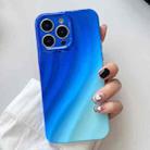 For iPhone 14 Pro Wave Texture Gradient Color TPU Phone Case(Blue-Sky Blue) - 1