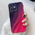 For iPhone 12 Wave Texture Gradient Color TPU Phone Case(Black-Rose Red) - 1