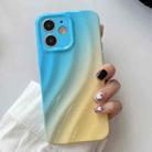 For iPhone 12 Wave Texture Gradient Color TPU Phone Case(Blue-Yellow) - 1