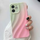 For iPhone 12 Wave Texture Gradient Color TPU Phone Case(Green-Pink) - 1
