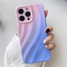 For iPhone 15 Pro Max Wave Texture Gradient Color TPU Phone Case(Pink-Blue) - 1