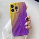 For iPhone 15 Pro Max Wave Texture Gradient Color TPU Phone Case(Yellow-Purple) - 1