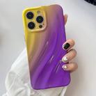 For iPhone 15 Pro Wave Texture Gradient Color TPU Phone Case(Yellow-Purple) - 1