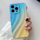 For iPhone 15 Pro Wave Texture Gradient Color TPU Phone Case(Blue-Yellow) - 1