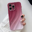 For iPhone 15 Pro Wave Texture Gradient Color TPU Phone Case(Wine Red-White) - 1