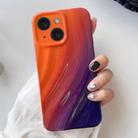 For iPhone 15 Plus Wave Texture Gradient Color TPU Phone Case(Orange-Black) - 1