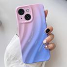 For iPhone 15 Plus Wave Texture Gradient Color TPU Phone Case(Pink-Blue) - 1