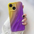 For iPhone 15 Plus Wave Texture Gradient Color TPU Phone Case(Yellow-Purple) - 1