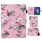 For iPad Pro 11 (2020) Colored Drawing Pattern Horizontal Flip PU Leather Tablet Case with Holder & Card Slot & Sleep / Wake-up Function(Pink Flowers) - 1