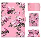 For iPad 10.2 Colored Drawing Pattern Horizontal Flip PU Leather Case with Holder & Card Slot & Sleep / Wake-up Function(Pink Flowers) - 1