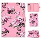 For iPad Mini 2019 & 4 & 3 & 2 & 1 Colored Drawing Pattern Horizontal Flip PU Leather Case with Holder & Card Slot & Sleep / Wake-up Function(Pink Flowers) - 1