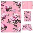 For Samsung Galaxy Tab A 10.1 (2019) T510/T515 Colored Drawing Pattern Horizontal Flip PU Leather Case with Holder & Card Slot(Pink Flowers) - 1