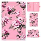 For Samsung Galaxy Tab A 10.1 T580/T585 (2016) Colored Drawing Pattern Horizontal Flip PU Leather Case with Holder & Card Slot & Sleep / Wake-up Function(Pink Flowers) - 1