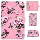 For Amazon Kindle Fire HD 10 2017 Colored Drawing Pattern Horizontal Flip PU Leather Case with Holder & Card Slot & Sleep / Wake-up Function(Pink Flowers) - 1