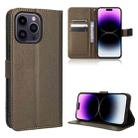 For iPhone 15 Pro Max Diamond Texture Leather Phone Case(Brown) - 1