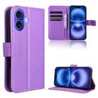 For iPhone 16 Plus Diamond Texture Leather Phone Case(Purple) - 1