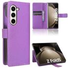 For Samsung Galaxy Fold5 Diamond Texture Leather Phone Case(Purple) - 1