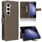 For Samsung Galaxy Z Fold6 Diamond Texture Leather Phone Case(Brown) - 1