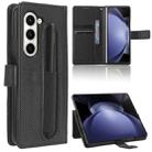 For Samsung Galaxy Z Fold6 with Pen Slot Diamond Texture Leather Phone Case(Black) - 1