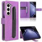 For Samsung Galaxy Z Fold6 with Pen Slot Diamond Texture Leather Phone Case(Purple) - 1