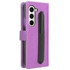 For Samsung Galaxy Z Fold6 with Pen Slot Diamond Texture Leather Phone Case(Purple) - 3