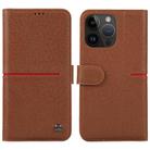 For iPhone 15 Pro Max GEBEI Top-grain Horizontal Flip Leather Phone Case(Brown) - 1