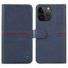 For iPhone 15 Pro GEBEI Top-grain Horizontal Flip Leather Phone Case(Blue) - 1